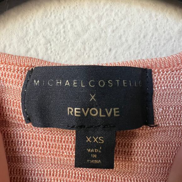 Michael Costello x Revolve Ambrose Blush Cut Away Top Mini Skirt Set Size XXS - Picture 6 of 7